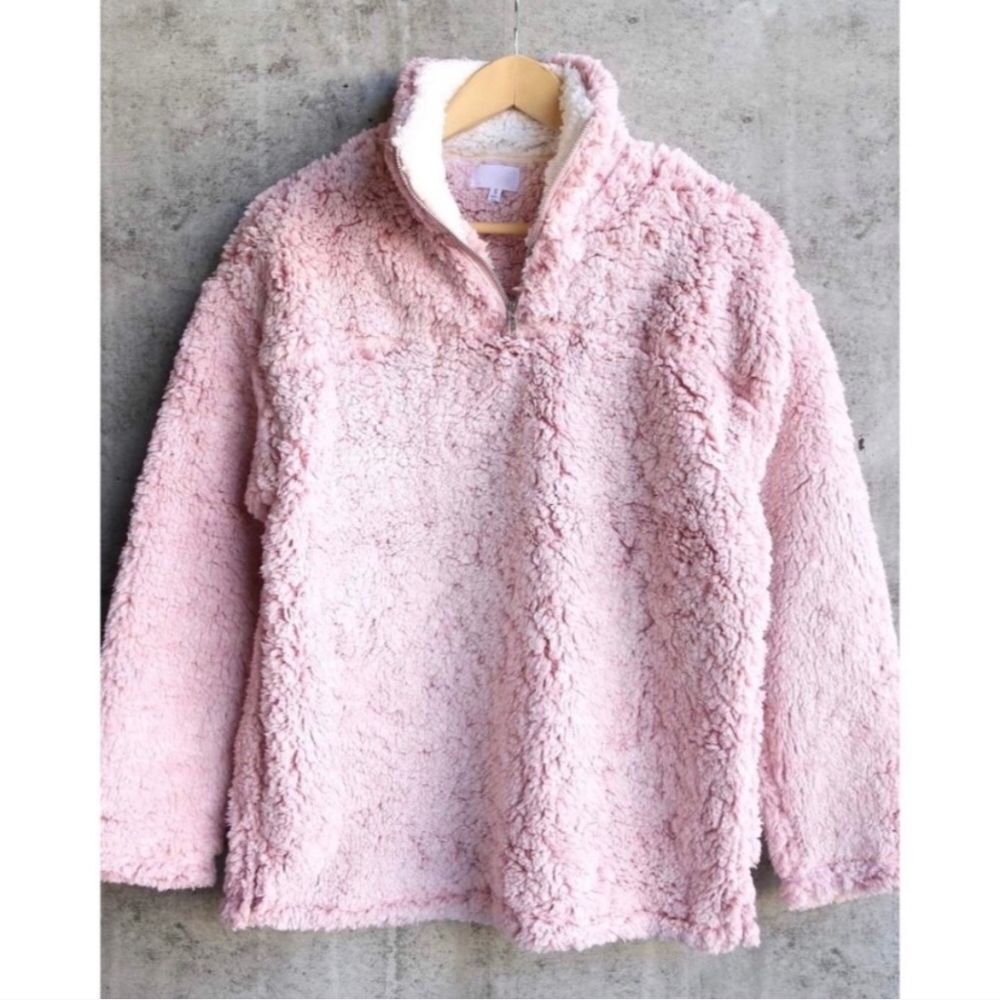 Rose Pink Sherpa Pullover - PLUS SIZING!